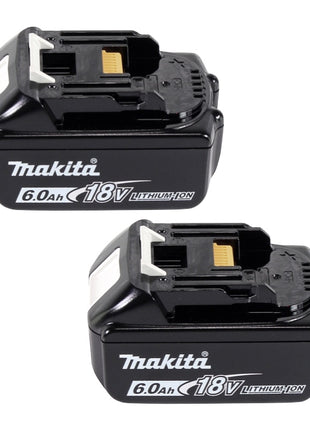 Kit de fuente de alimentación Makita de 18 V con 2 baterías BL 1860 B de 6,0 Ah (197422-4) + cargador doble DC 18 SH (199687-4)