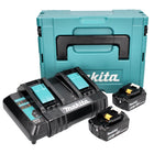 Makita Power Source Kit 18 V con 2x BL 1860 B 6.0 Ah batería ( 197422-4 ) + DC 18 SH cargador doble ( 199687-4 ) + Makpac