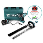 Makita HP 457 DWE perceuse à percussion sans fil série G 18 V 42 Nm en coffret + taille-haie sans fil UH 522 DZ 52 cm + 2x batteries 1,5 Ah + chargeur