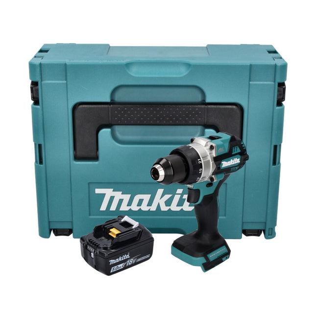 Taladro atornillador a batería Makita DDF 486 T1J 18 V 130 Nm sin escobillas + 1x batería recargable 5,0 Ah + Makpac - sin cargador