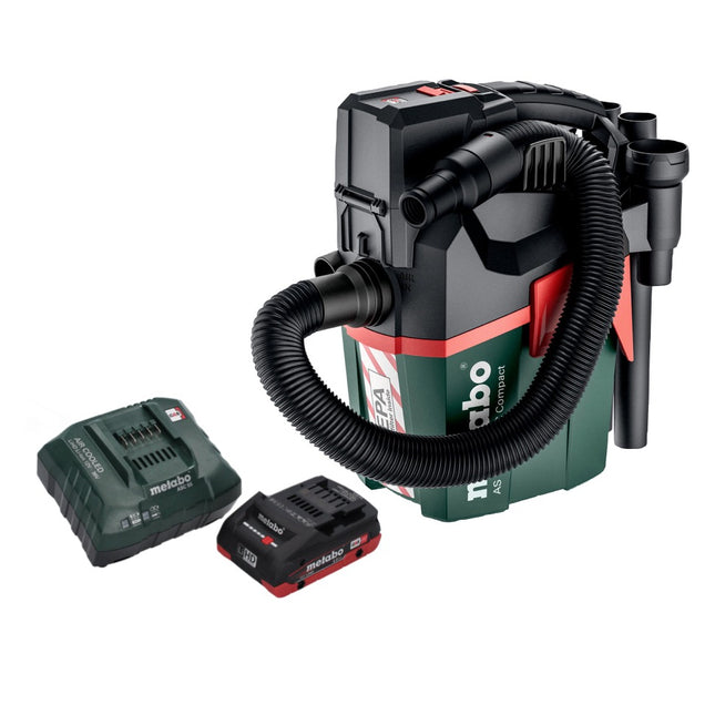 Metabo AS 18 HEPA PC Compact Akku Sauger 18 V 6 l Nass und Trocken Sauger mit Blasfunktion + 1x Akku 4,0 Ah + Ladegerät