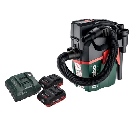 Metabo AS 18 HEPA PC Aspirador de batería compacto 18 V 6 l Aspirador en seco y húmedo con función de soplado + 2x baterías 4,0 Ah + cargador