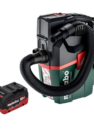 Metabo AS 18 HEPA PC Aspirador de batería compacto 18 V 6 l Aspirador en seco y húmedo con función de soplado + 1x batería 5,5 Ah - sin cargador