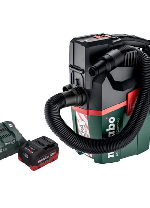 Metabo AS 18 HEPA PC Aspirador de batería compacto 18 V 6 l Aspirador en seco y húmedo con función de soplado + 1x batería 5,5 Ah + cargador