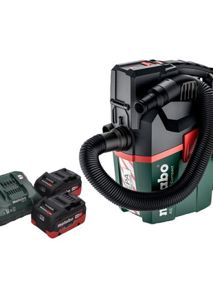 Metabo AS 18 HEPA PC Compact Akku Sauger 18 V 6 l Nass und Trocken Sauger mit Blasfunktion + 2x Akku 5,5 Ah + Ladegerät