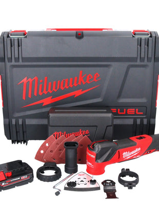 Outil multifonction à batterie Milwaukee M18 FMT-201X FUEL 18 V sans balais + 1x batterie 2,0 Ah + jeu d'accessoires 7 pièces + boîtier HD - sans chargeur