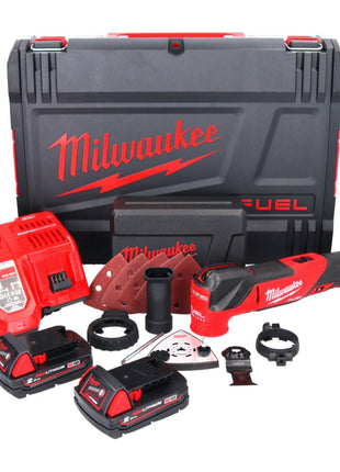 Milwaukee M18 FMT-202X FUEL multiherramienta a batería 18 V sin escobillas + 2x baterías 2.0 Ah + cargador + set de accesorios 7 piezas + caja HD