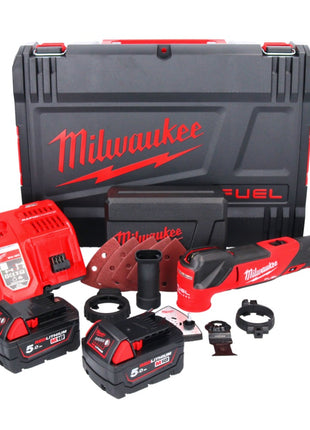 Milwaukee M18 FMT-502X FUEL multiherramienta a batería 18 V sin escobillas + 2x baterías 5.0 Ah + cargador + set de accesorios 7 piezas + caja HD