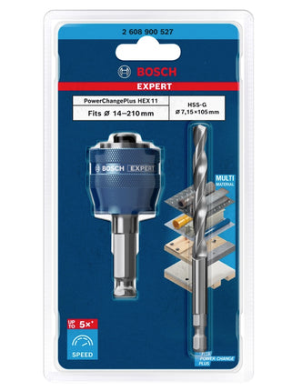 Bosch EXPERT Power Change Plus Hex 11 Adapter 7,15 x 105 mm HSS-G Bohrer ( 2608900527 ) Multimaterial Carbide - Nachfolger von 2608594258