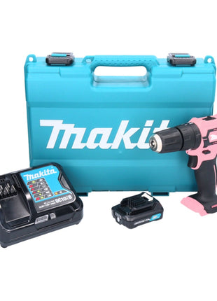 Makita HP 333 DSAP Akku Schlagbohrschrauber 12 V 30 Nm rosa + 1x Akku 2,0 Ah + Ladegerät + Koffer