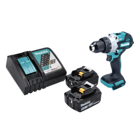 Makita DHP 486 RT trapano a percussione a batteria 18 V 130 Nm brushless + 2x batteria ricaricabile 5,0 Ah + caricabatterie