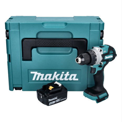 Makita DHP 486 M1J Perceuse-visseuse à percussion sans fil 18 V 130 Nm Brushless + 1x batterie 4,0 Ah + Makpac - sans chargeur