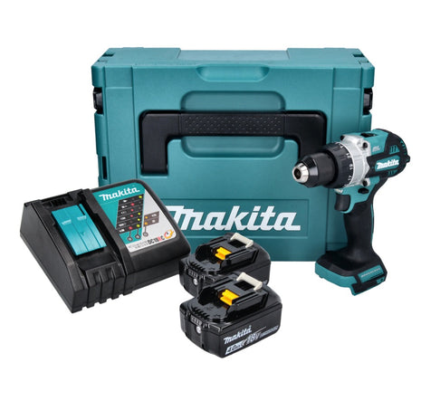 Taladro percutor inalámbrico Makita DHP 486 RMJ 18 V 130 Nm sin escobillas + 2x baterías 4,0 Ah + cargador + Makpac