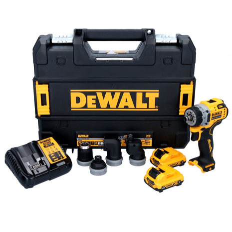 DeWalt DCD 703 L2T Akku Bohrschrauber 12 V 57,5 Nm Brushless + 2x Akku 3,0 Ah + Ladegerät + 4x Bohrfutteraufsatz + TSTAK