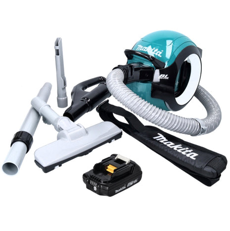 Aspirador de batería Makita DCL 501 A1 18 V sin escobillas + 1x batería 2,0 Ah + accesorios - sin cargador