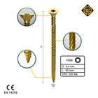 FORTE Tools tornillo universal para madera 4,0 x 60 mm T20 200 piezas (000051399476) cabeza avellanada Torx galvanizada amarilla rosca completa