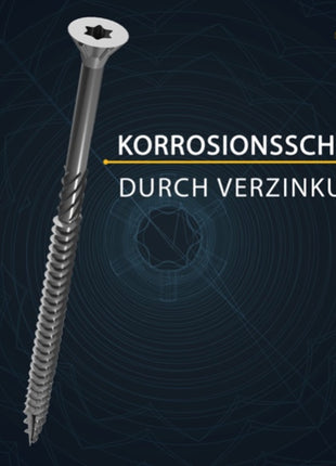 FORTE Tools Universal Holzschraube 5,0 x 100 mm T25 100 Stk. ( 000040113878 ) silber verzinkt Torx Senkkopf Teilgewinde