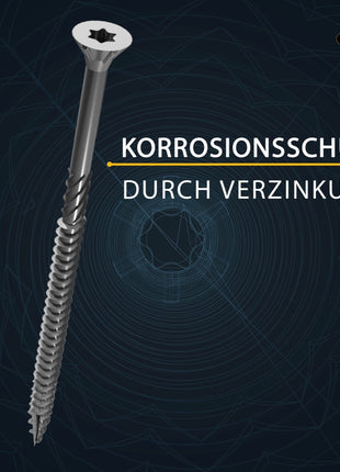 FORTE Tools Universal Holzschraube 6,0 x 120 mm T30 100 Stk. ( 000040113887 ) silber verzinkt Torx Senkkopf Teilgewinde