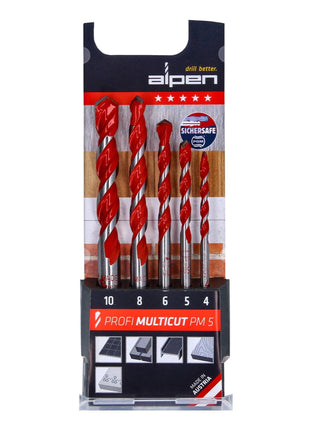 Alpen Profi Multicut PM 5 Hartmetall Mehrzweckbohrer Set 5 tlg. 4 - 10 mm PGM zertifiziert