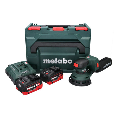 Lijadora excéntrica a batería Metabo SXA 18 LTX 125 BL 18 V 125 mm sin escobillas + 2x batería 5,5 Ah + cargador + metaBOX