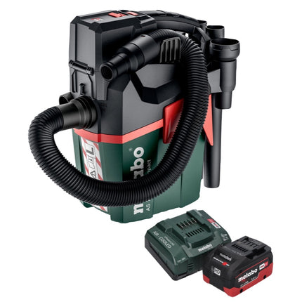 Metabo AS 18 L PC Aspirapolvere compatto a batteria 18 V 6 l IPX4 classe di polvere L bagnato e asciutto + 1x batteria ricaricabile 5,5 Ah + caricatore