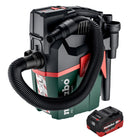 Metabo AS 18 L PC Aspirapolvere compatto a batteria 18 V 6 l IPX4 classe di polvere L bagnato e asciutto + 1x batteria ricaricabile 8,0 Ah - senza caricabatterie
