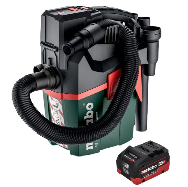 Metabo AS 18 L PC Aspirapolvere compatto a batteria 18 V 6 l IPX4 classe di polvere L bagnato e asciutto + 1x batteria ricaricabile 10,0 Ah - senza caricabatterie