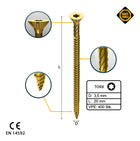 FORTE Tools Universal Holzschraube 3,5 x 20 mm T15 400 Stk. ( 2x 000051399466 ) gelb verzinkt Torx Senkkopf Vollgewinde - Toolbrothers