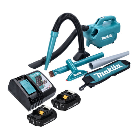 Aspiratore a batteria Makita DCL 184 RA 18 V 54 mbar 0,5 l + 2x batteria ricaricabile 2,0 Ah + caricabatterie