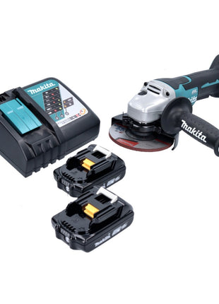 Makita DGA 515 RA Akku Winkelschleifer 18 V 125 mm Brushless + 2x Akku 2,0 Ah + Ladegerät