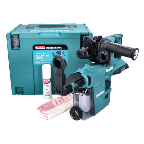 Makita DHR 280 ZWJ Akku Bohrhammer 36 V ( 2x 18 V ) 2,8 J SDS Plus Brushless + DX08 Staubabsaugung + Makpac - ohne Akku, ohne Ladegerät