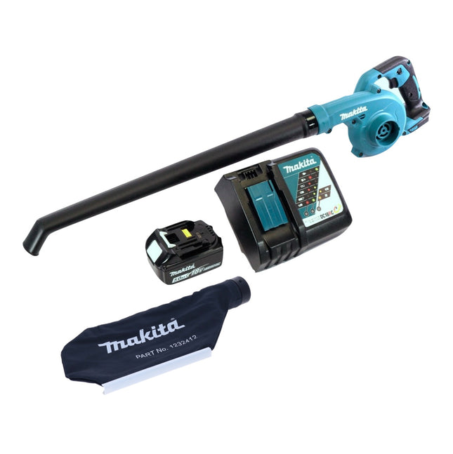 Makita DUB 186 RT1 Soplador sin cable Soplador de hojas 18 V + 1x batería 5.0 Ah + cargador + bolsa de recogida