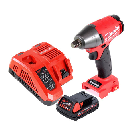 Llave de impacto a batería Milwaukee M18 FIWF12-201 FC 18 V 300 Nm 1/2" sin escobillas + 1x batería 2,0 Ah + cargador