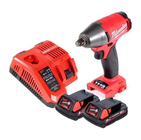 Llave de impacto a batería Milwaukee M18 FIWF12-202 FC 18 V 300 Nm 1/2" sin escobillas + 2x baterías 2,0 Ah + cargador