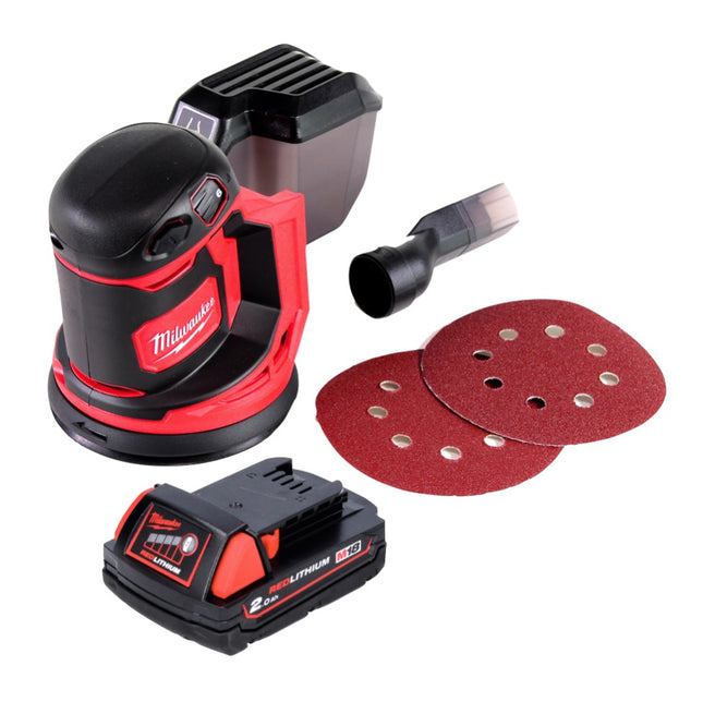 Milwaukee M18 BOS125-201 Random Orbital Battery Sander 125mm 18V + 1x Battery 2.0 Ah - without charger
