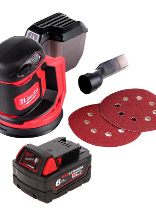 Milwaukee M18 BOS125-601 Akku Exzenterschleifer 18 V 125 mm + 1x Akku 6,0 Ah - ohne Ladegerät