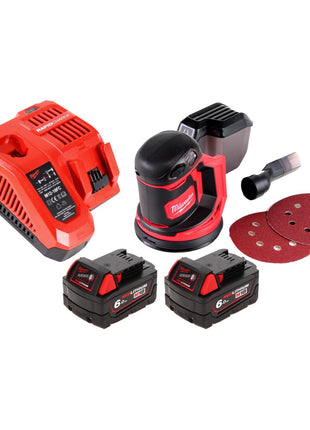 Lijadora excéntrica a batería Milwaukee M18 BOS125-602 FC 18 V 125 mm + 2x baterías 6,0 Ah + cargador