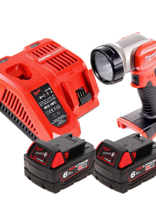 Luz de batería Milwaukee M18 TLED LED + 2x baterías 6.0 Ah + cargador