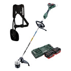 Desbrozadora de batería Metabo FSD 36-18 LTX BL 40 36 V (2x 18 V) mango redondo sin escobillas + 2x batería 5,5 Ah + cargador doble + correa trasera