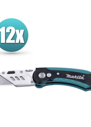 Makita Display Sicherheits Klappmesser 12 Stk. ( E-11520-12 ) Cutter Messer mit rutschfestem Handgriff