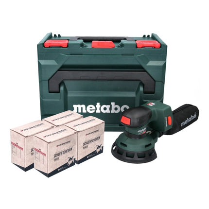 Metabo SXA 18 LTX 125 BL Lijadora excéntrica sin cable 125mm 18V sin escobillas + 2x Toolbrothers TURTLE sets de lijado + metaBOX set - sin batería, sin cargador (600146840)