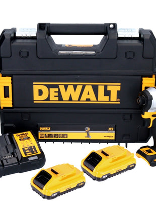 DeWalt DCF 850 L2 Akku Schlagschrauber 18 V 205 Nm 1/4" Brushless + 2x Akku 3,0 Ah + Ladegerät + TSTAK