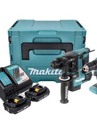 Makita DLX 2454 AJ kit combinado de batería carpintería taladro de batería DDF 483 + taladro percutor de batería DHR 171 + 2x batería 2,0 Ah + cargador + Makpac