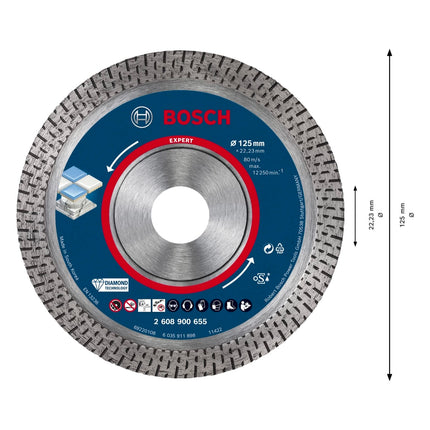 Bosch EXPERT HardCeramic Disque à tronçonner diamanté, 125 x 22,23 mm, Diamond Technology, 1 pc. (2608900655)