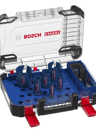 Bosch Expert Construction Material Juego de sierras perforadoras 10 piezas 20 / 25 / 32 / 38 / 51 / 64 x 60 mm (2608900490) Tecnología de carburo para taladros rotativos y de percusión