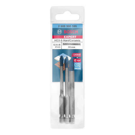 Bosch EXPERT Set di punte in ceramica dura HEX-9 5,0 - 8,0 x 90 mm 3 pezzi ( 2608900595 ) Tecnologia in metallo duro