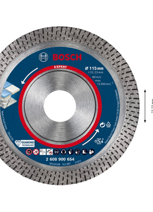 Bosch EXPERT HardCeramic disco de corte de diamante 115 x 22,23 mm 1 pieza (2608900654) Diamond Technology