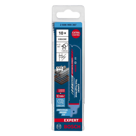 Bosch EXPERT Thick Tough Metal S 955 CHC hoja de sierra de sable 150 mm 10 piezas (2608900367) Tecnología de carburo