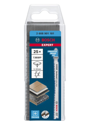 Bosch EXPERT Hardwood 2 side clean T 308 BFP lame de scie sauteuse 117 mm 25 pièces (2608901181) bimétallique