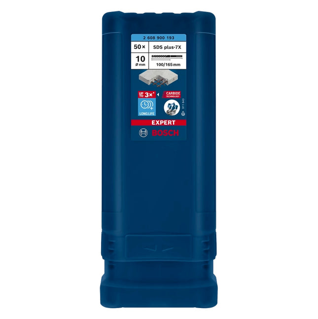 Bosch Expert SDS plus 7X taladro percutor 10,0 x 165 mm 50 piezas (2608900193) 4 filos Tecnología Carbide